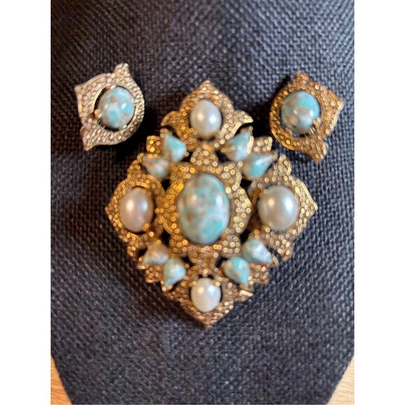 Sarah Coventry Brooch and Earring Set, Vintage, Remembrance, Convertible, pendan - Picture 5 of 8